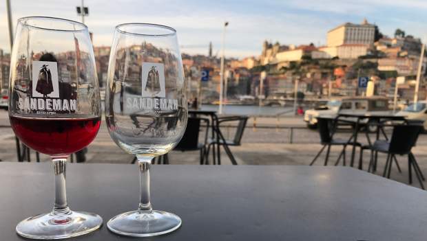Port glasses at Sandeman in Porto's Ribeira district 