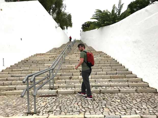 Stairs to the castle in Tavira, Algarve, Portugal. Photo by Jill Kimball.